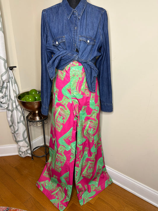 Nasty Gal Wide Leg "Pink and Green" Cargo Pants NWT