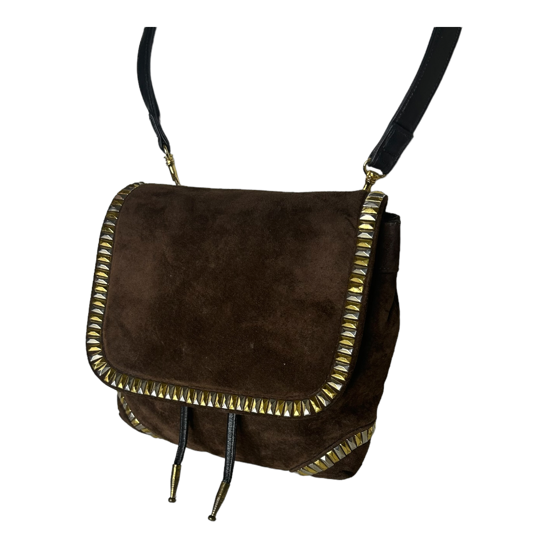 Suede Sharif Bag Trimmed with Gold and Silver Studs