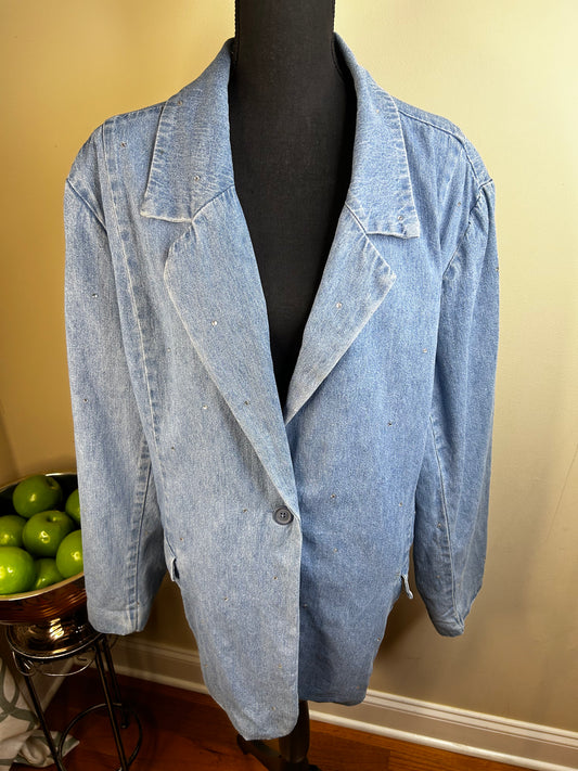 The Quaker Factory Rhinestone Denim Blazer