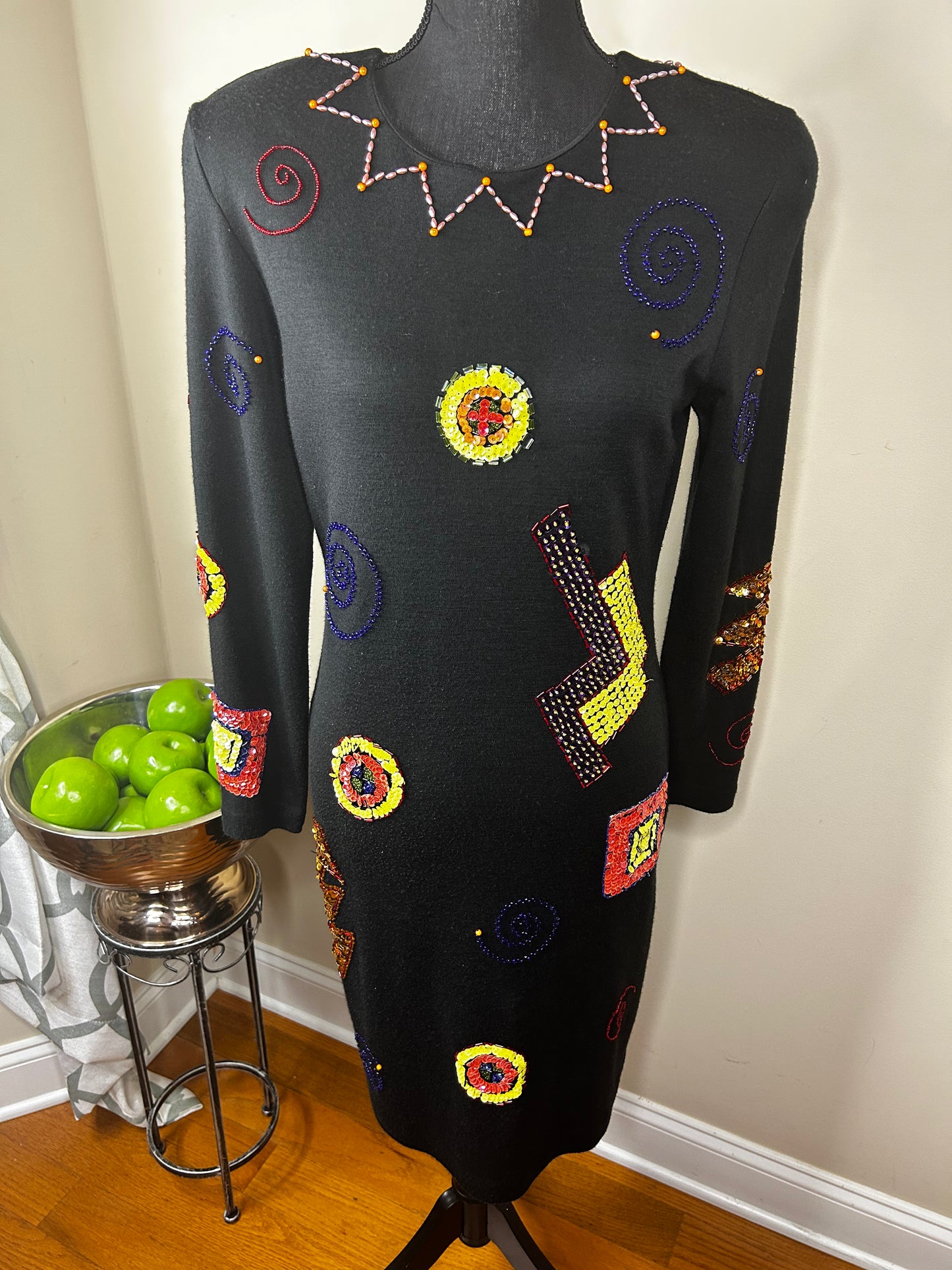 Vintage 80's Liz Claiborne Knit Dress with Sequin and Beading