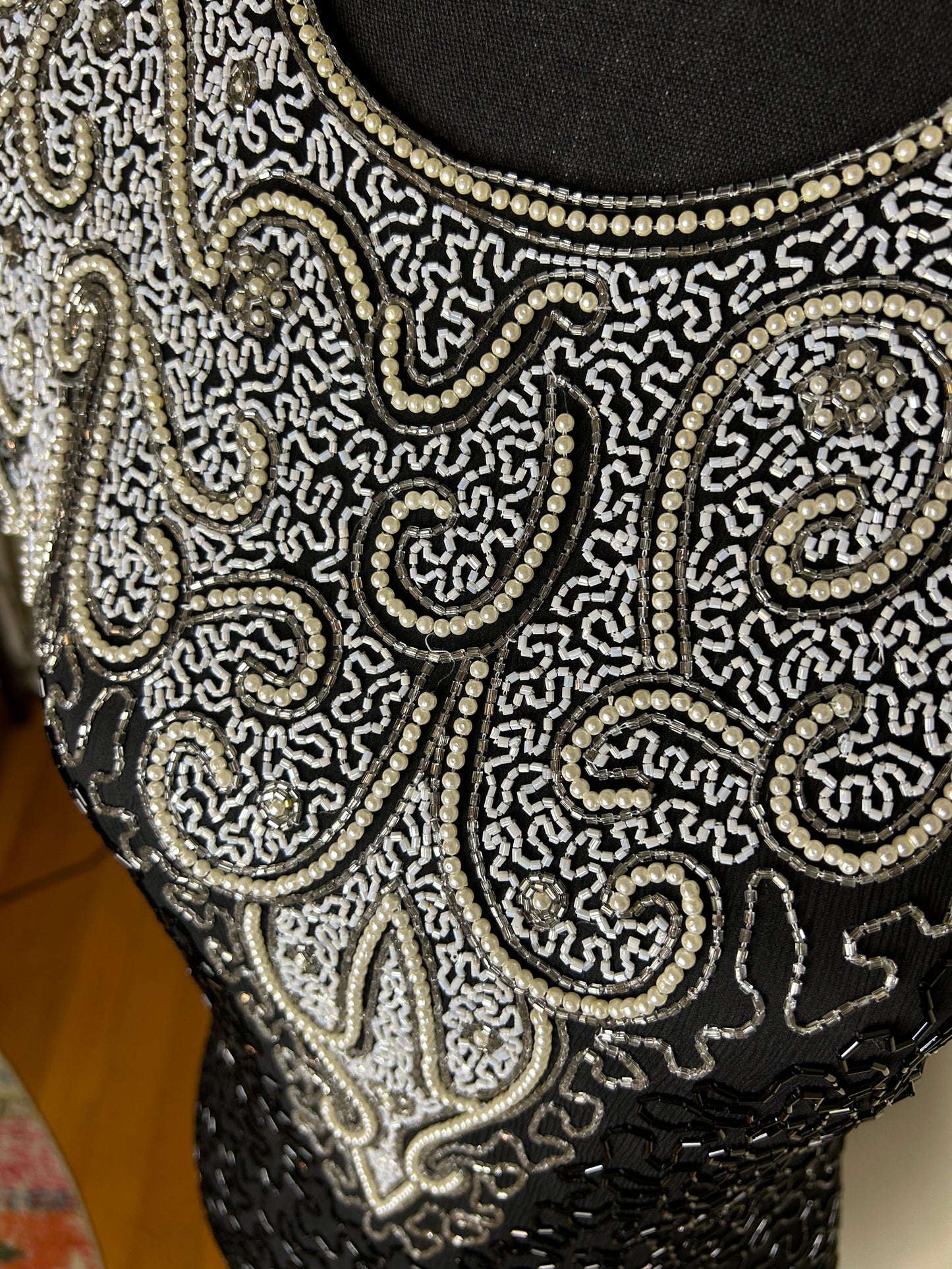 Pearl/Beaded Black and White Scala Dress