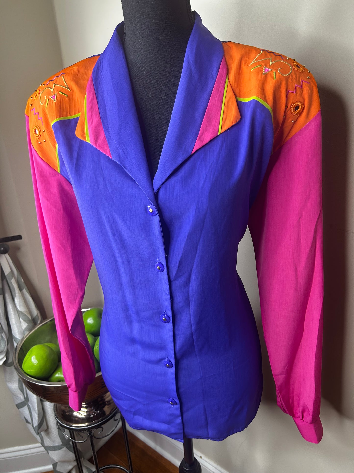 City Girl Multicolor Embroidered Blazer w/ Gold Studs
