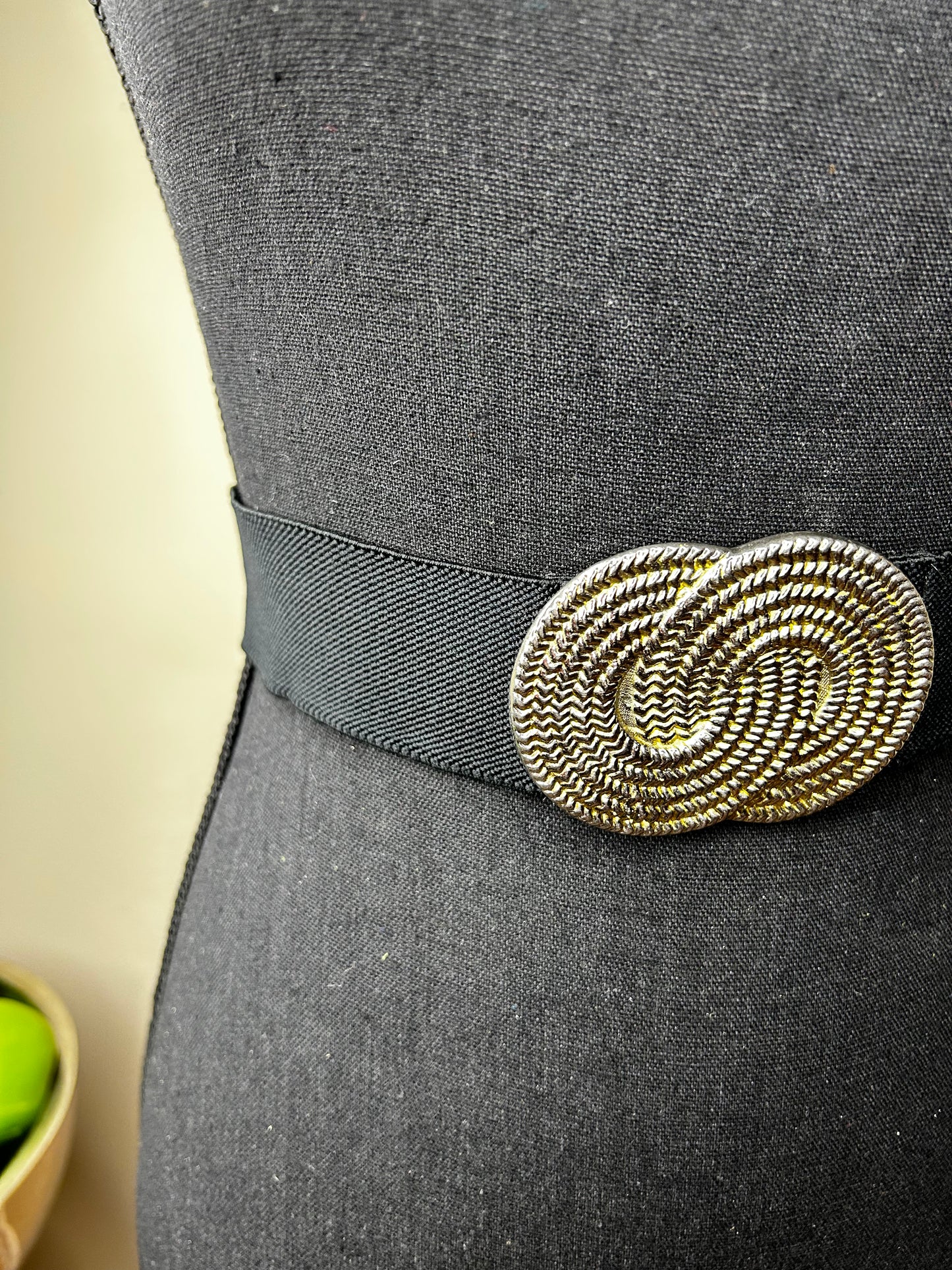 Vintage Elastic Waist Belt w/ Gold Buckle
