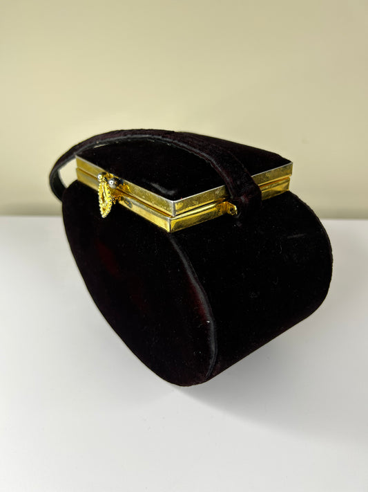 Carolyn Vintage Barton Burgundy Velvet Purse