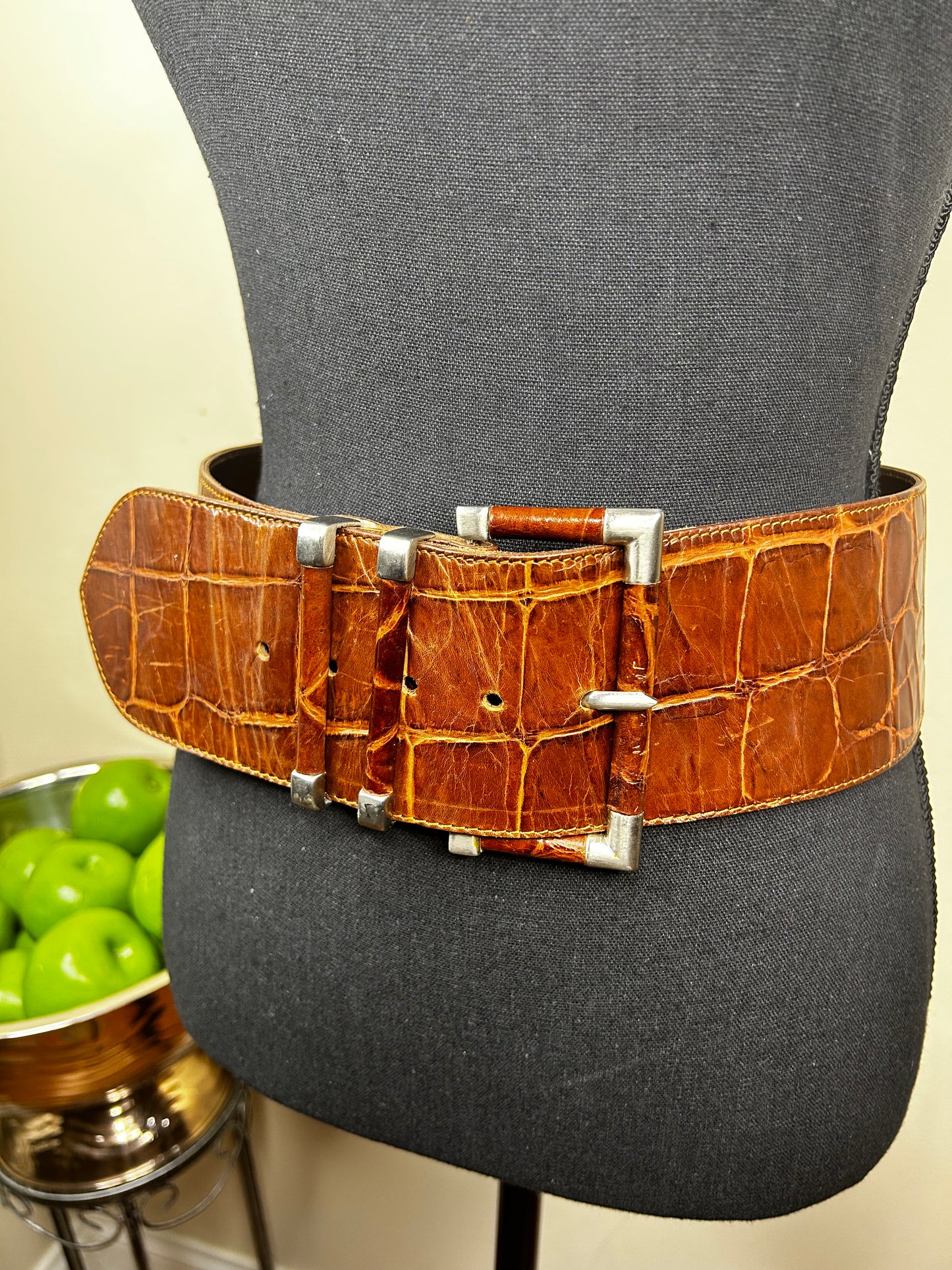 Linea Pelle Genuine Leather Croc Embossed Belt